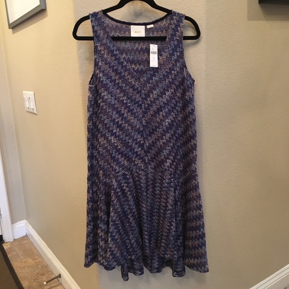 NWT~MAEVE Anthropologie Women Zigzag Knit Sleeveless Dress Size Medium